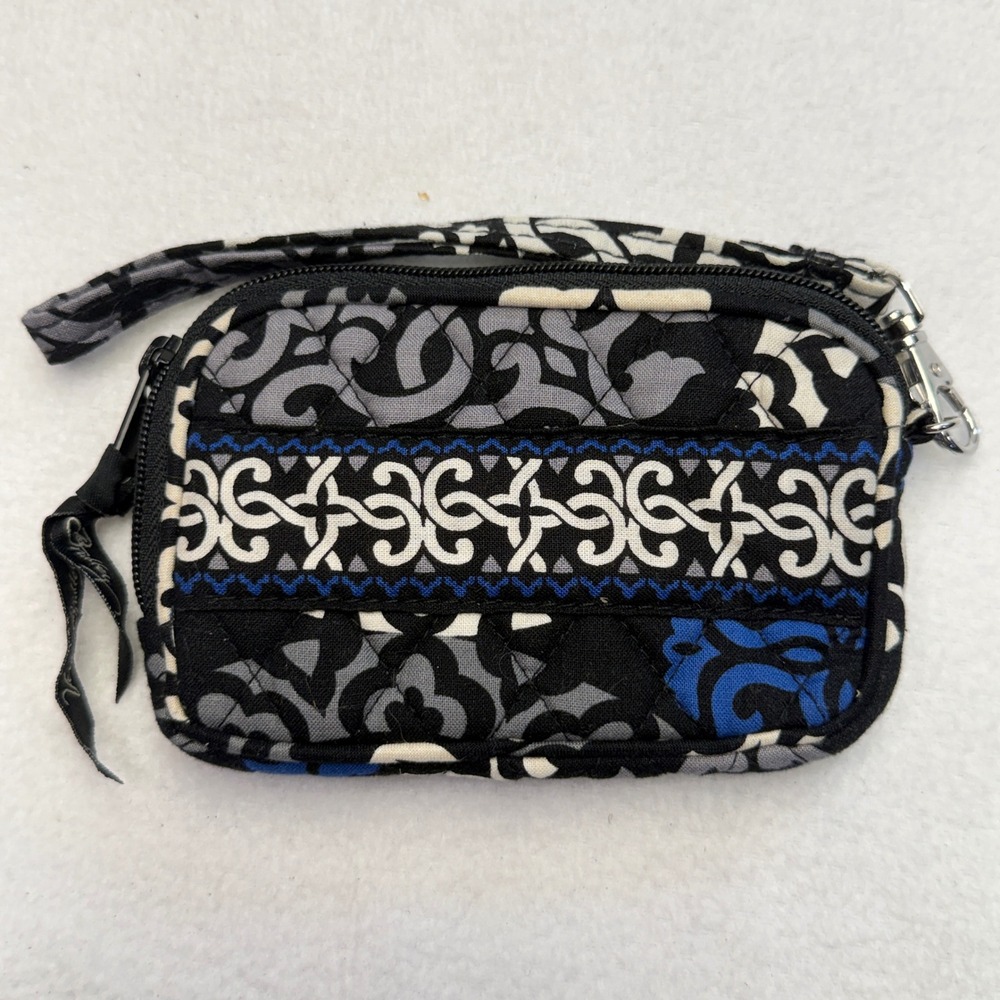 Vera Bradley Night and Day Quilted Cotton Wristlet Wallet Black White Blue